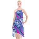 Fluid Art Pattern High-Low Halter Chiffon Dress  View1