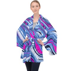 Fluid Art Pattern Long Sleeve Velvet Kimono  by GardenOfOphir