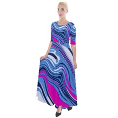 Fluid Art Pattern Half Sleeves Maxi Dress by GardenOfOphir