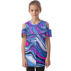 Fluid Art Pattern Fold Over Open Sleeve Top by GardenOfOphir