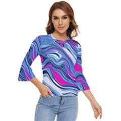 Fluid Art Pattern Bell Sleeve Top