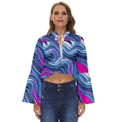 Fluid Art Pattern Boho Long Bell Sleeve Top by GardenOfOphir