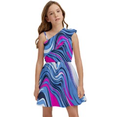 Fluid Art Pattern Kids  One Shoulder Party Dress by GardenOfOphir