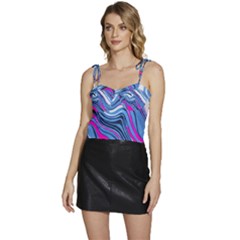 Fluid Art Pattern Flowy Camisole Tie Up Top