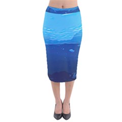 Ai Generated Ocean Sea Fish Underwater Water Velvet Midi Pencil Skirt by Pakemis