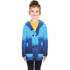 Ai Generated Ocean Sea Fish Underwater Water Kids  Double Breasted Button Coat by Pakemis