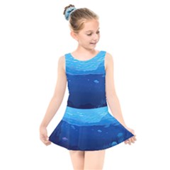 Ai Generated Ocean Sea Fish Underwater Water Kids  Skater Dress Swimsuit by Pakemis