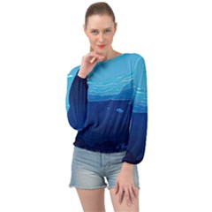 Ai Generated Ocean Sea Fish Underwater Water Banded Bottom Chiffon Top by Pakemis