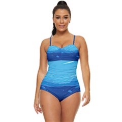 Ai Generated Ocean Sea Fish Underwater Water Retro Full Coverage Swimsuit by Pakemis