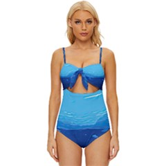 Ai Generated Ocean Sea Fish Underwater Water Knot Front One-piece Swimsuit by Pakemis