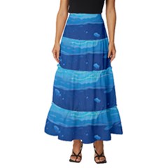 Ai Generated Ocean Sea Fish Underwater Water Tiered Ruffle Maxi Skirt