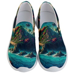 Tropical Island Paradise Ocean Sea Palm Trees Men s Lightweight Slip Ons by Pakemis