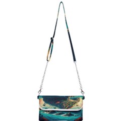 Tropical Island Paradise Ocean Sea Palm Trees Mini Crossbody Handbag by Pakemis