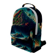 Tropical Island Paradise Ocean Sea Palm Trees Flap Pocket Backpack (large) by Pakemis