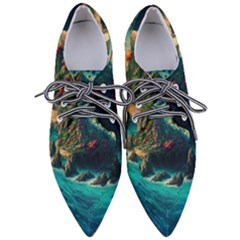 Tropical Island Paradise Ocean Sea Palm Trees Pointed Oxford Shoes by Pakemis