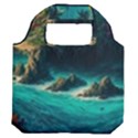 Tropical Island Paradise Ocean Sea Palm Trees Premium Foldable Grocery Recycle Bag View2