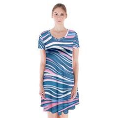 Modern Fluid Art Short Sleeve V-neck Flare Dress by GardenOfOphir