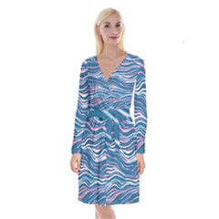 Modern Fluid Art Long Sleeve Velvet Front Wrap Dress by GardenOfOphir