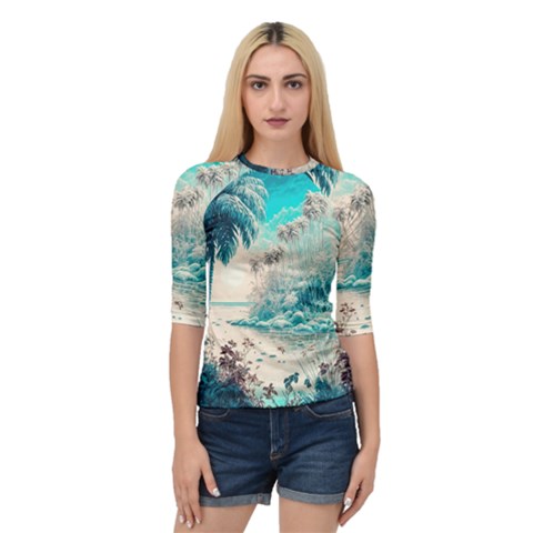 Tropical Winter Tropical Winter Landscape Quarter Sleeve Raglan Tee by Pakemis