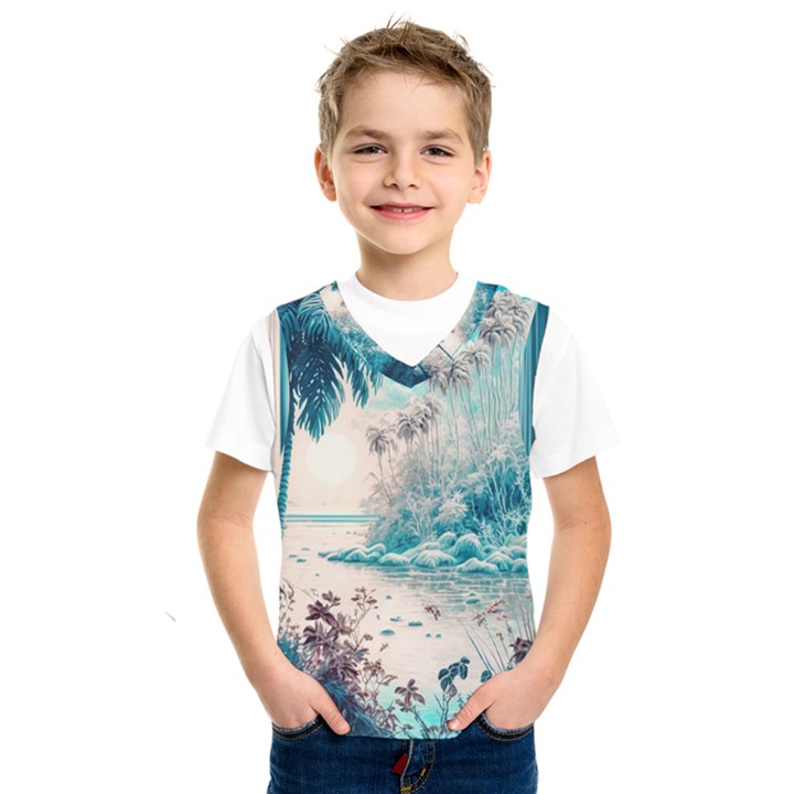 Tropical Winter Tropical Winter Landscape Kids  Basketball Tank Top