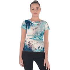 Tropical Winter Tropical Winter Landscape Short Sleeve Sports Top  by Pakemis