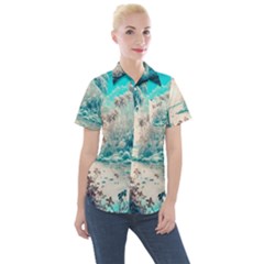 Tropical Winter Tropical Winter Landscape Women s Short Sleeve Pocket Shirt