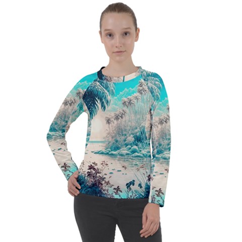 Tropical Winter Tropical Winter Landscape Women s Long Sleeve Raglan Tee by Pakemis