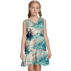 Tropical Winter Tropical Winter Landscape Kids  Sleeveless Tiered Mini Dress by Pakemis