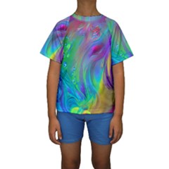 Fluid Art - Artistic And Colorful Kids  Short Sleeve Swimwear by GardenOfOphir