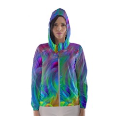 Fluid Art - Artistic And Colorful Women s Hooded Windbreaker by GardenOfOphir