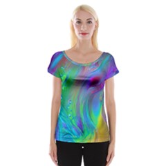 Fluid Art - Artistic And Colorful Cap Sleeve Top by GardenOfOphir