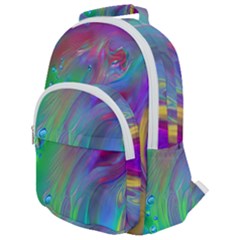 Fluid Art - Artistic And Colorful Rounded Multi Pocket Backpack by GardenOfOphir