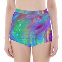 Fluid Art - Artistic And Colorful High-waisted Bikini Bottoms by GardenOfOphir