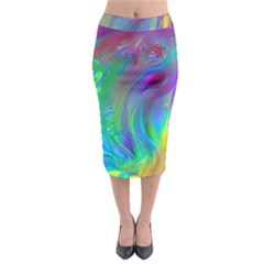 Fluid Art - Artistic And Colorful Midi Pencil Skirt by GardenOfOphir