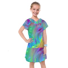 Fluid Art - Artistic And Colorful Kids  Drop Waist Dress by GardenOfOphir