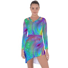 Fluid Art - Artistic And Colorful Asymmetric Cut-out Shift Dress by GardenOfOphir