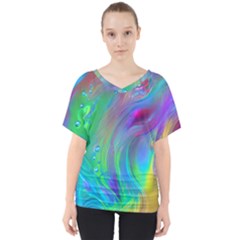 Fluid Art - Artistic And Colorful V-neck Dolman Drape Top by GardenOfOphir