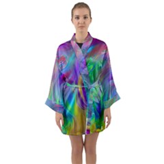 Fluid Art - Artistic And Colorful Long Sleeve Satin Kimono by GardenOfOphir