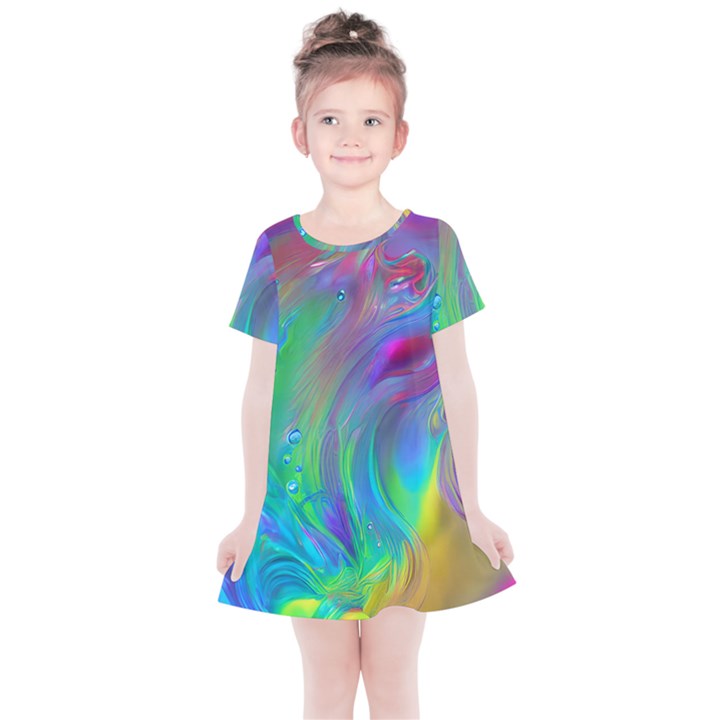 Fluid Art - Artistic And Colorful Kids  Simple Cotton Dress