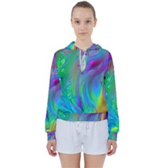 Fluid Art - Artistic And Colorful Women s Tie Up Sweat by GardenOfOphir