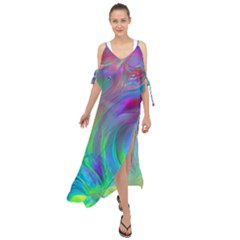 Fluid Art - Artistic And Colorful Maxi Chiffon Cover Up Dress by GardenOfOphir