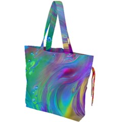 Fluid Art - Artistic And Colorful Drawstring Tote Bag by GardenOfOphir