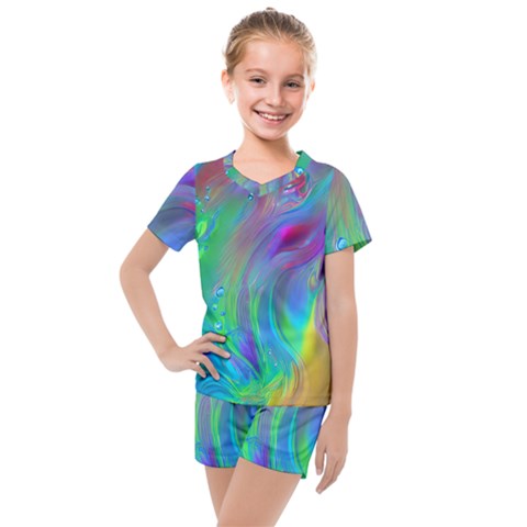 Fluid Art - Artistic And Colorful Kids  Mesh Tee And Shorts Set by GardenOfOphir