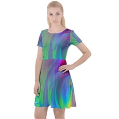 Fluid Art - Artistic And Colorful Cap Sleeve Velour Dress  by GardenOfOphir