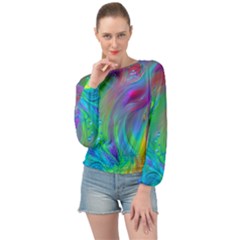 Fluid Art - Artistic And Colorful Banded Bottom Chiffon Top by GardenOfOphir