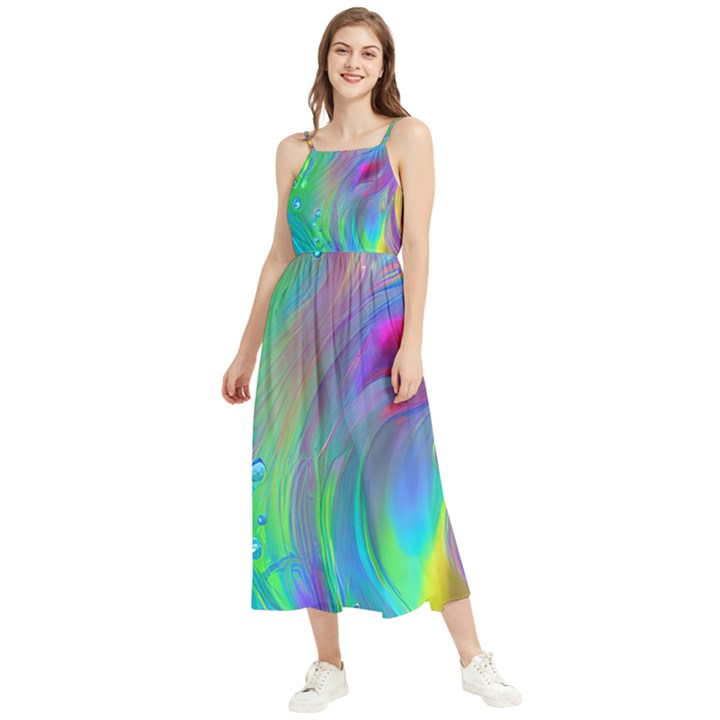 Fluid Art - Artistic And Colorful Boho Sleeveless Summer Dress