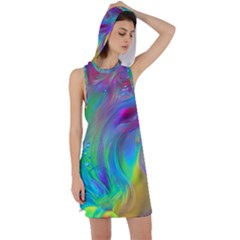 Fluid Art - Artistic And Colorful Racer Back Hoodie Dress by GardenOfOphir