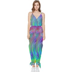 Fluid Art - Artistic And Colorful Sleeveless Tie Ankle Chiffon Jumpsuit by GardenOfOphir