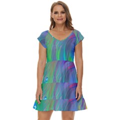 Fluid Art - Artistic And Colorful Short Sleeve Tiered Mini Dress by GardenOfOphir