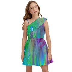 Fluid Art - Artistic And Colorful Kids  One Shoulder Party Dress by GardenOfOphir